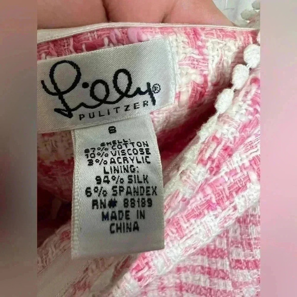 VINTAGE Lily Pulitzer Tweed 3/4 Sleeve Silk Lined Blazer with Matching top Set - Picture 9 of 12